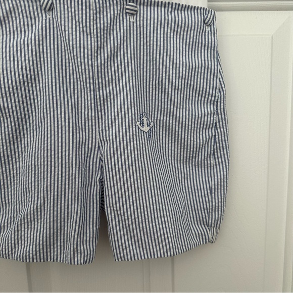 Little Diamonds Nautical Sailor Baby Boys Button-In Outfit Shorts Blue Stripe - Picture 3 of 6